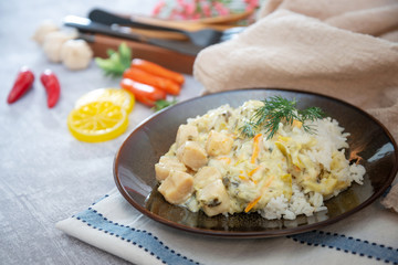 Scallop leek with basmati rice