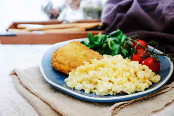 Turkey Blue Cord Coquillettes with Cheese