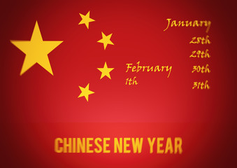 Chinese New Year,  Flag of China,, motivation, poster, quote,  illustration