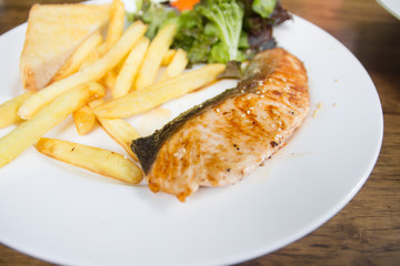Roasted salmon steak