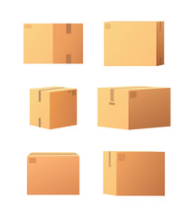 Carton Packages with Adhesive Type Set Vector