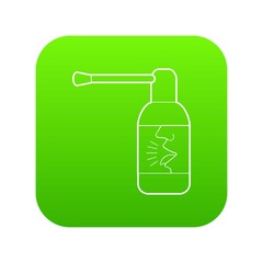 Spray for throat icon green vector isolated on white background