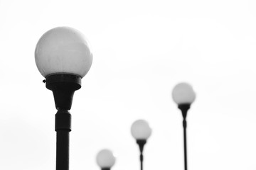 luxury antique street light lamp on pale white background