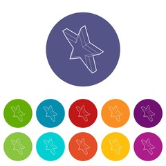 Five pointed star icons color set vector for any web design on white background