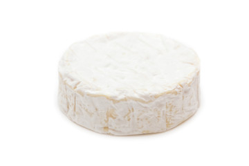 French camembert cheese isolated on a white studio background.