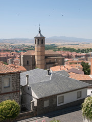 Fototapeta na wymiar Church in Avila town. Elevated view from city wall.