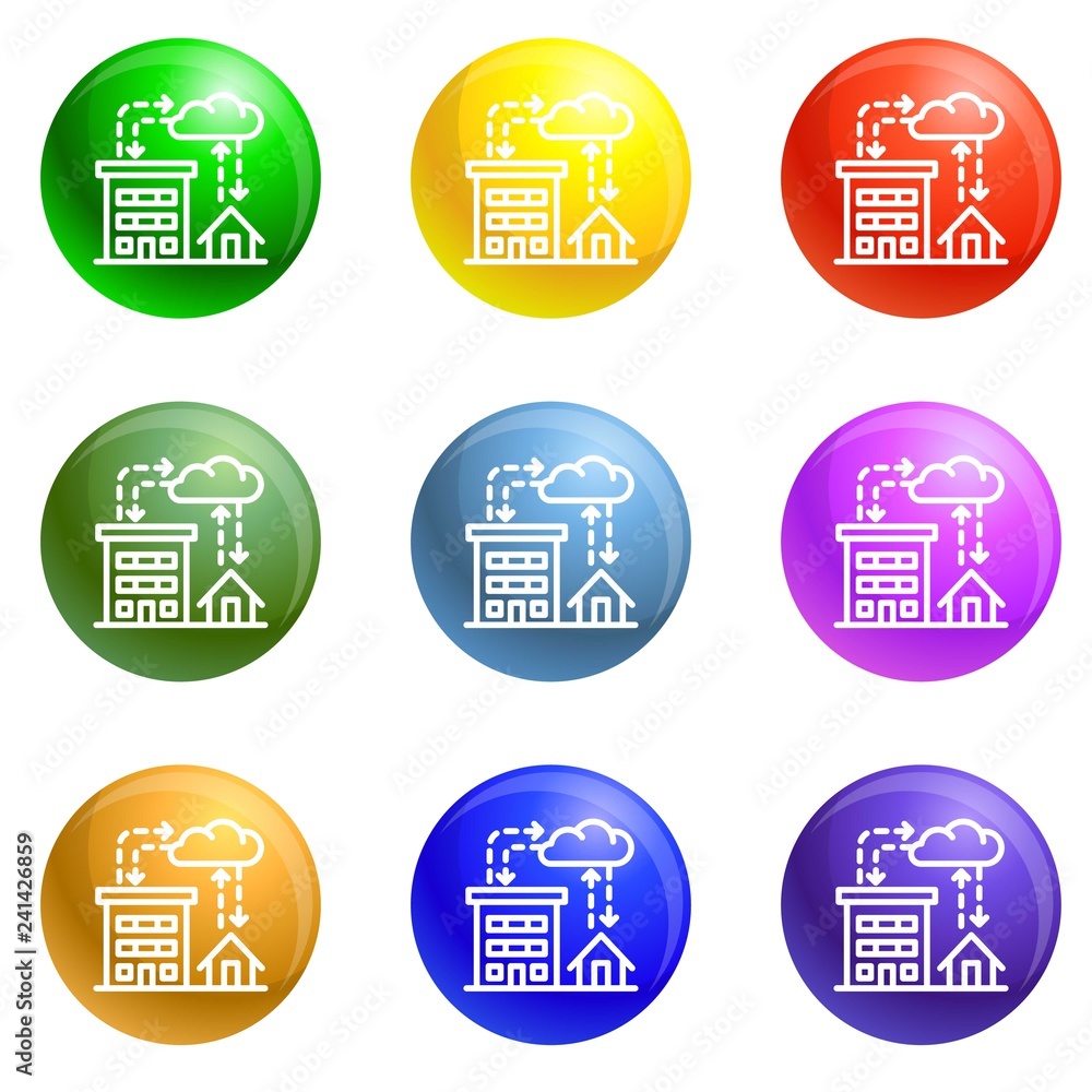 Poster house icons vector 9 color set isolated on white background for any web design