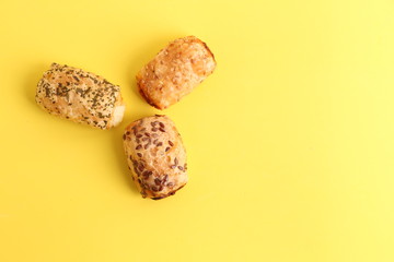 delicious salty cake on colorful background