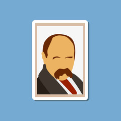 paper sticker on stylish background Taras Shevchenko