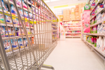 cart shopping in supermarket