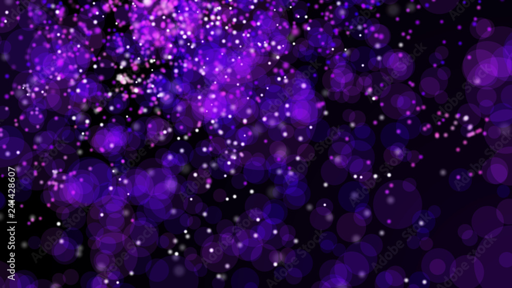 Poster abstract bright rain in dark space. network design with particle. big data. festive banner in bright