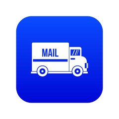 Mail truck icon digital blue for any design isolated on white vector illustration