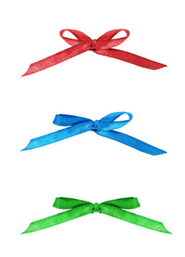 Set of ribbons bows on a white background