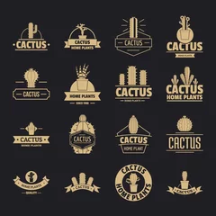 Foto op Canvas Cactus logo icons set. Simple illustration of 16 cactus logo vector icons for web © ylivdesign