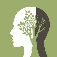 Профиль человека и силуэт дерева © Abundzu