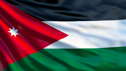 Jordan flag. Waving flag of Jordan 3d illustration