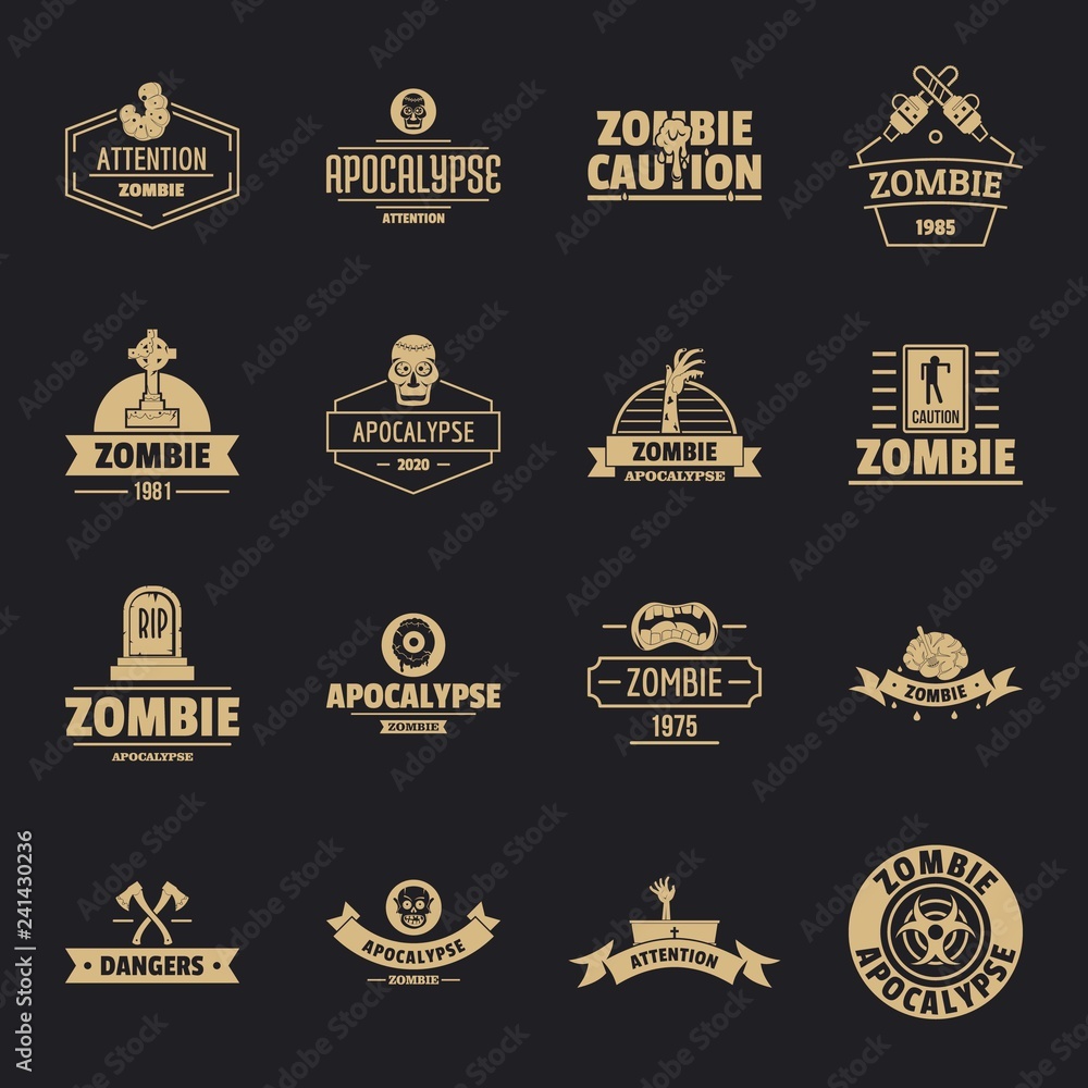 Canvas Prints Zombie logo icons set. Simple illustration of 16 zombie logo vector icons for web - Canvas Prints