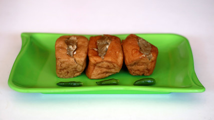 Tahu bakso or tofu and meatball. Indonesian street food. 