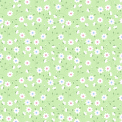 Cute seamless floral pattern. Delicate flowery background for fabric, wrapping, wallpaper.