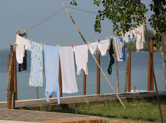 cloths hung out to dry outdoors