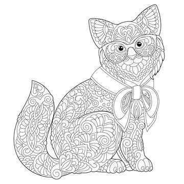 zentangle cat coloring page