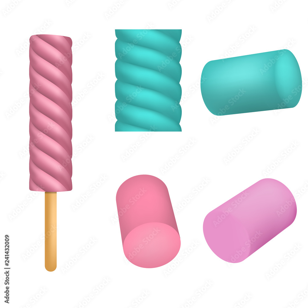 Aufkleber marshmallow icon set. realistic set of marshmallow vector icons for web design isolated on white bac
