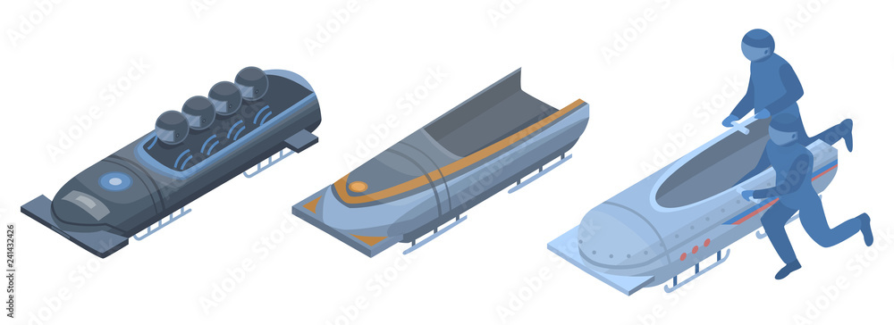 Poster bobsleigh icon set. isometric set of bobsleigh vector icons for web design isolated on white backgro