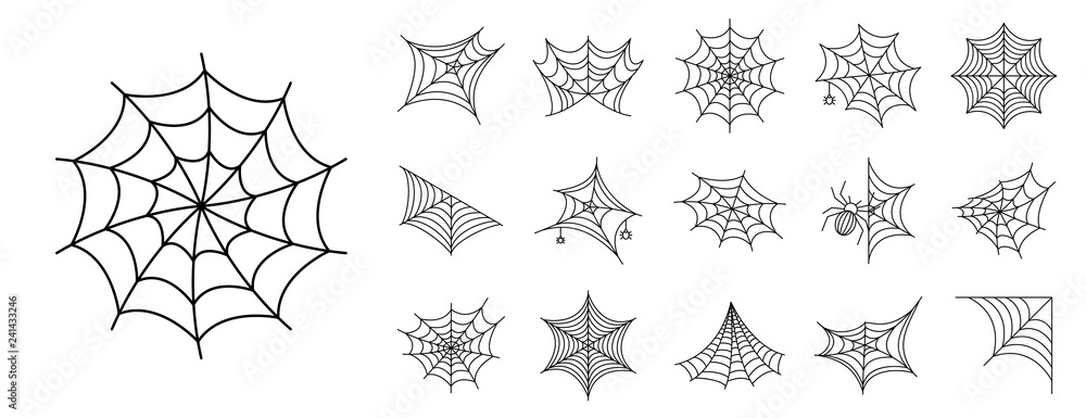 Poster spider icon set. outline set of spider vector icons for web design isolated on white background