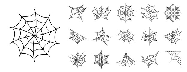 Spider icon set. Outline set of spider vector icons for web design isolated on white background