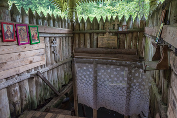 A font at the holy spring of St. Irinarch the Recluse, Russia.