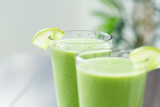 Healthy lifestyle, vegan nutrition, fresh green smoothie