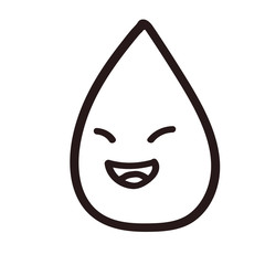 Vector illustration of a happy water drop. Rain Drop Line Drawing