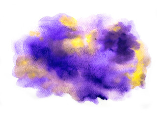 Abstract purple and yellow watercolor on white background, abstract watercolor background, vector...