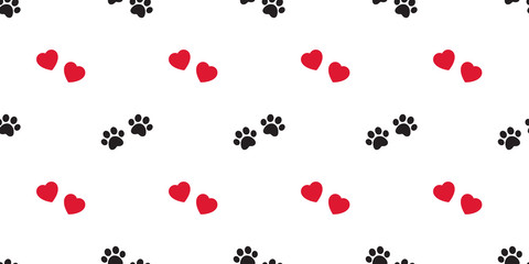 Dog Paw seamless pattern vector heart valentine footprint french bulldog repeat wallpaper tile background scarf isolated cartoon illustration