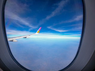 飛行機窓からの風景、旅の一コマ