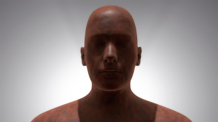 3d render. Head Human shattered portrait