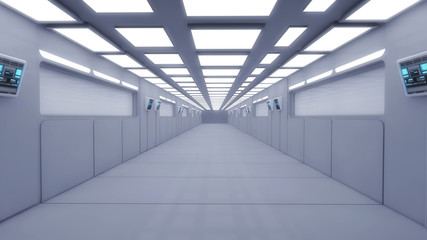 3D render Interior and futuristic architecture design