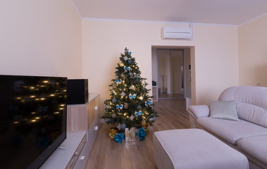 Interior. living room, Christmas tree