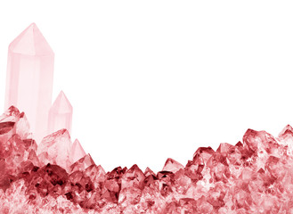 isolated red ruby long stripe with large crystals