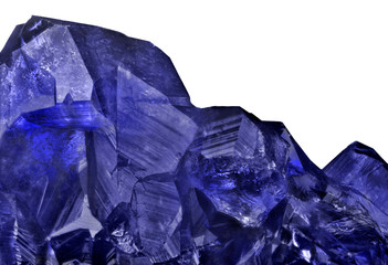 large blue sapphire crystals closeup