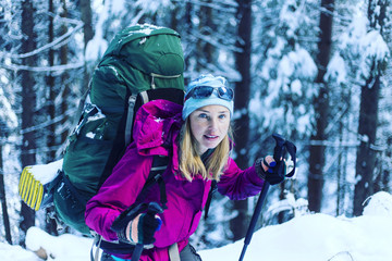 Trekking in the Canadian mountains.Hike is the popular recreation activity in North America.