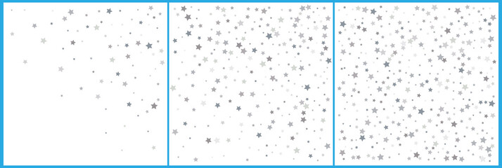 Silver star confetti celebrations. Simple festive modern design.