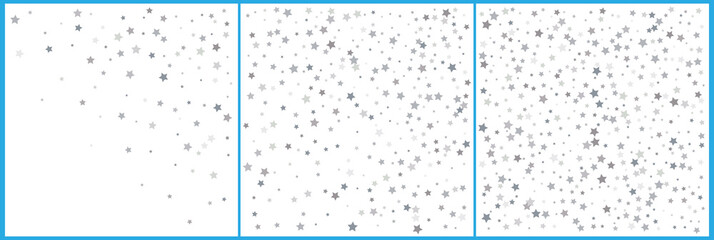 Silver star confetti celebrations. Simple festive modern design.