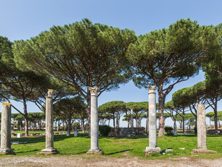 Obraz premium Roman ancient ruins in Ostia Antica near Rome