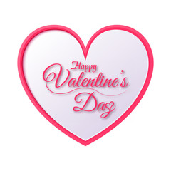Happy Valentine's day greeting card with pink heart. Vector.