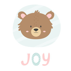 Fototapeta premium Bear hand drawn face. Vector character.