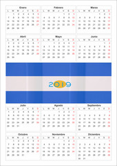 Calendario 2019 en español, con diseño de bandera argentina  