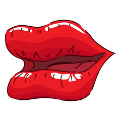 Lips icon. Vector illustration of female lips. Hand drawn sketch lips, mouth.