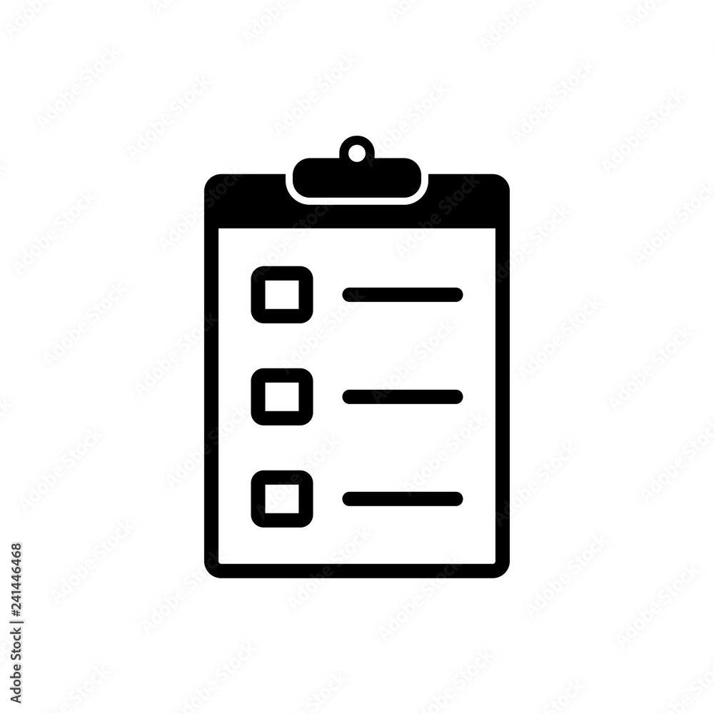 Poster Checklist icon flat style isolated on background. Checklist sign symbol for web site and app design.