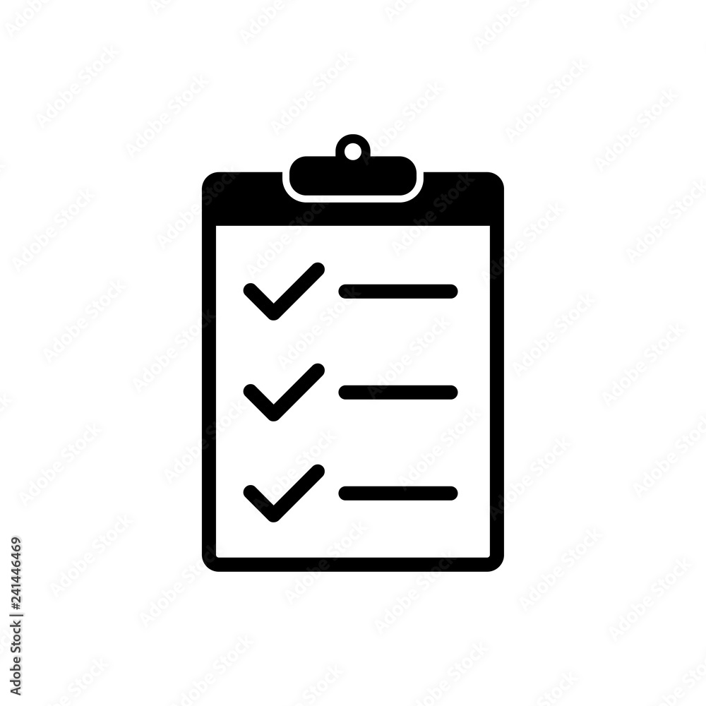 Poster Checklist icon flat style isolated on background. Checklist sign symbol for web site and app design.